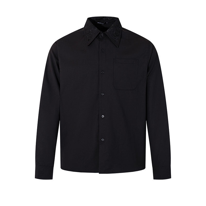 Long Sleeve Shirt Clean Fit Simple Solid Color Dress Shirt for Men