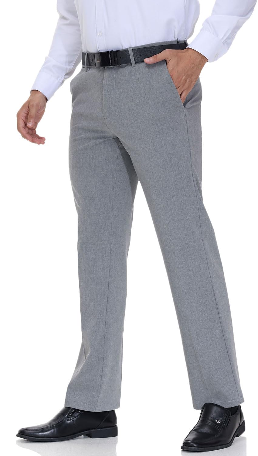 Mens Modern Fit Flex Flat Front Dress Pants Grey Heather 38W x 28L