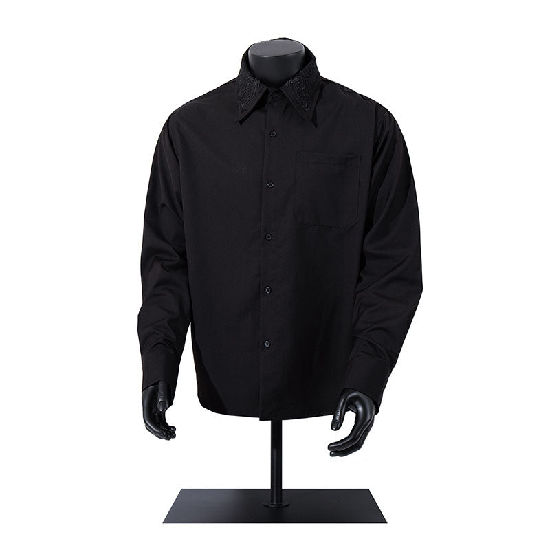 Long Sleeve Shirt Clean Fit Simple Solid Color Dress Shirt for Men