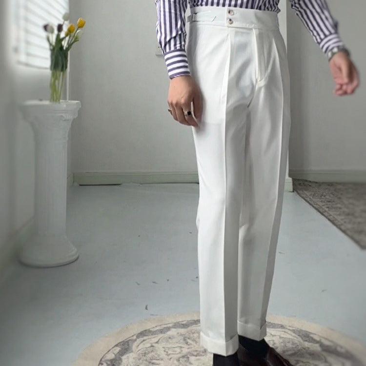 Straight casual cropped suit pants