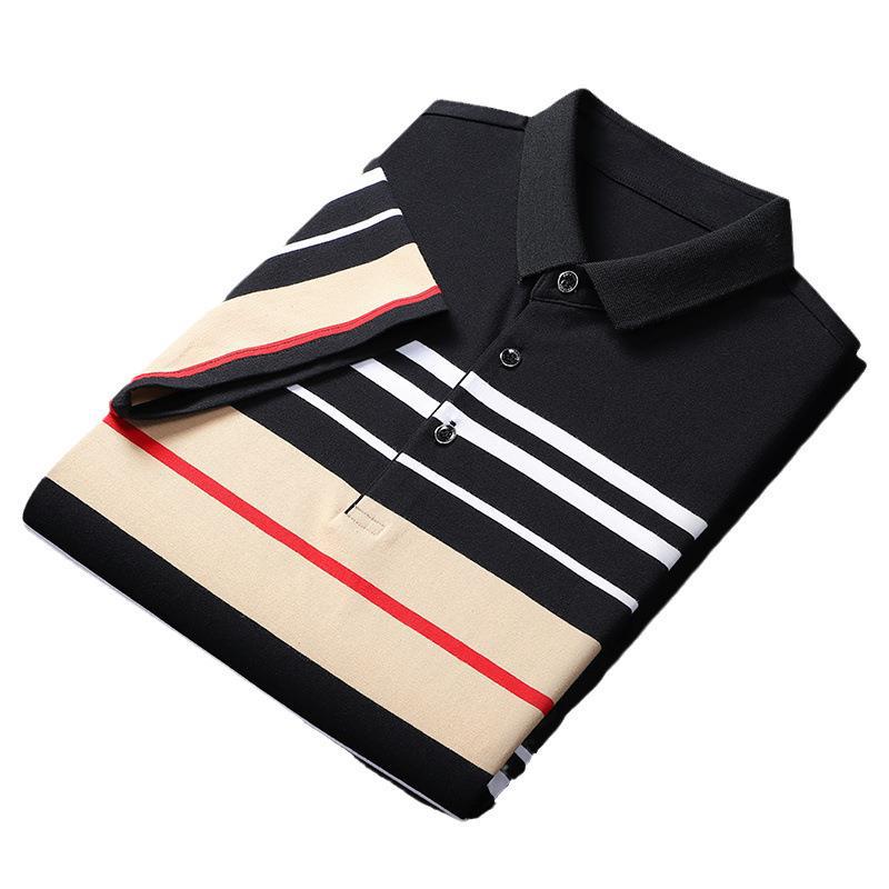 Men's Cotton Stripe Polo Shirt - Short Sleeve Golf Tee