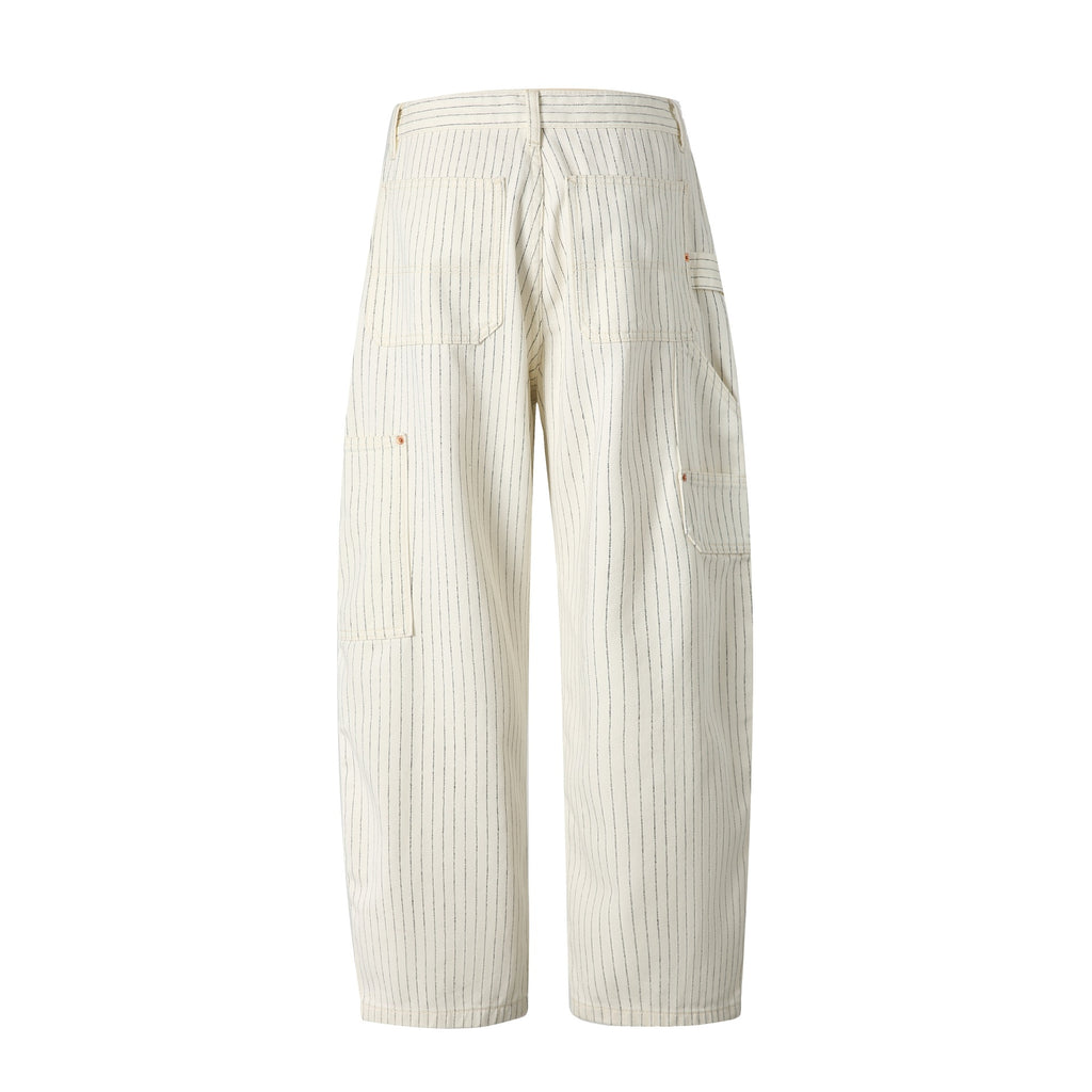 Striped Denim Pants Men Relaxed Fit