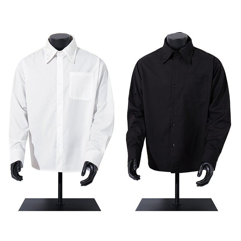 Long Sleeve Shirt Clean Fit Simple Solid Color Dress Shirt for Men