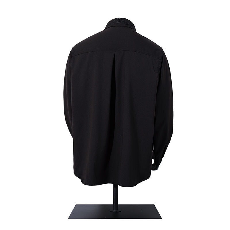 Long Sleeve Shirt Clean Fit Simple Solid Color Dress Shirt for Men