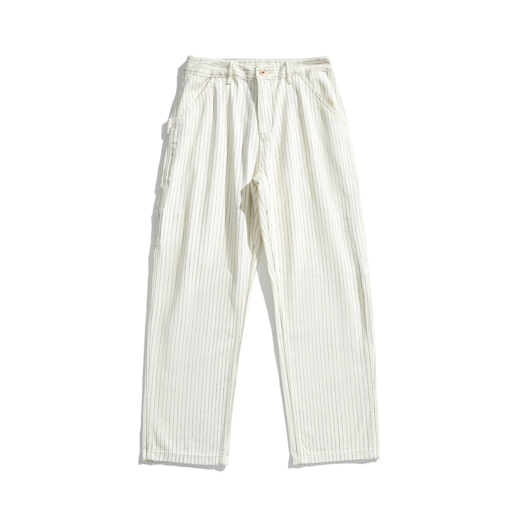 Striped Denim Pants Men Relaxed Fit