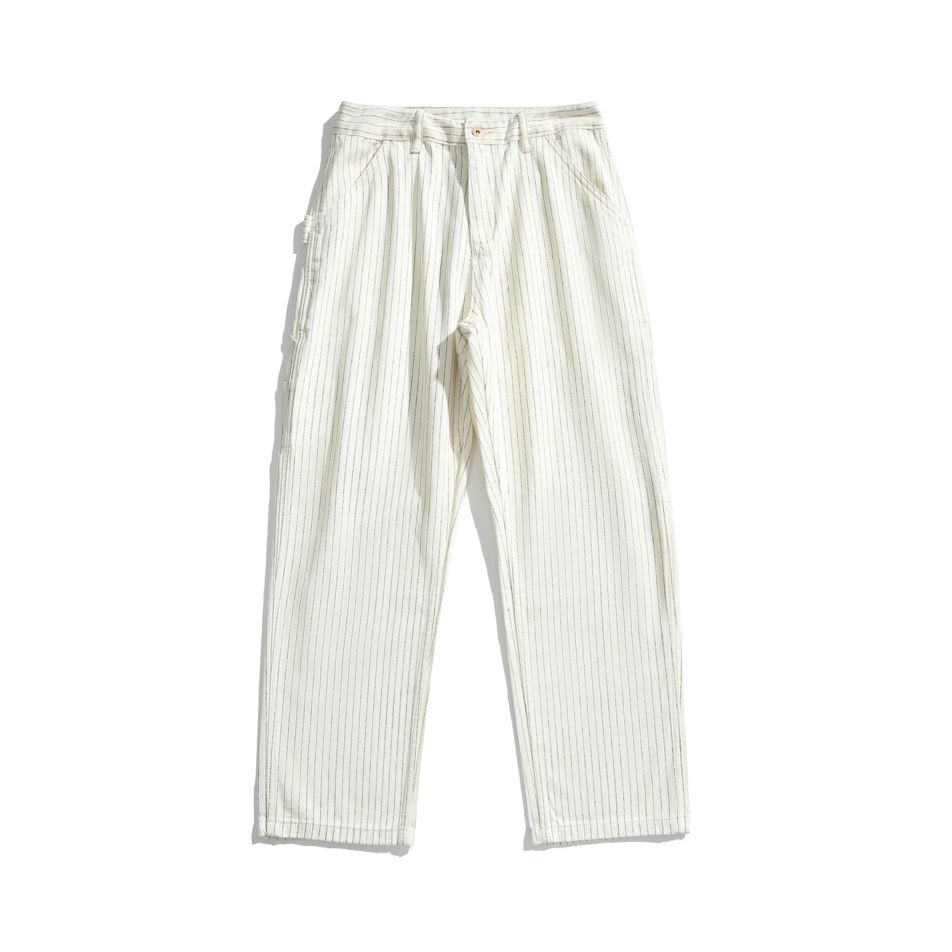 Striped Denim Pants Men Relaxed Fit