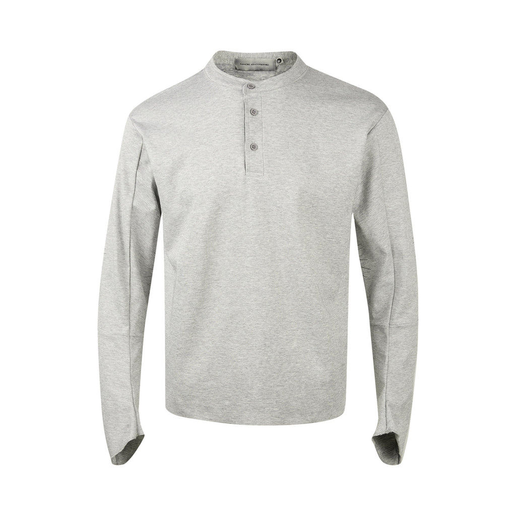 Minimalist Henley Shirt Button Long Sleeve T-Shirt Unisex Loose Fit Base