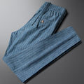 Elegant High-End Cotton Linen Casual Pants for Men Spring Summer Durable Elastic Slim Fit Youth Fashion Trousers