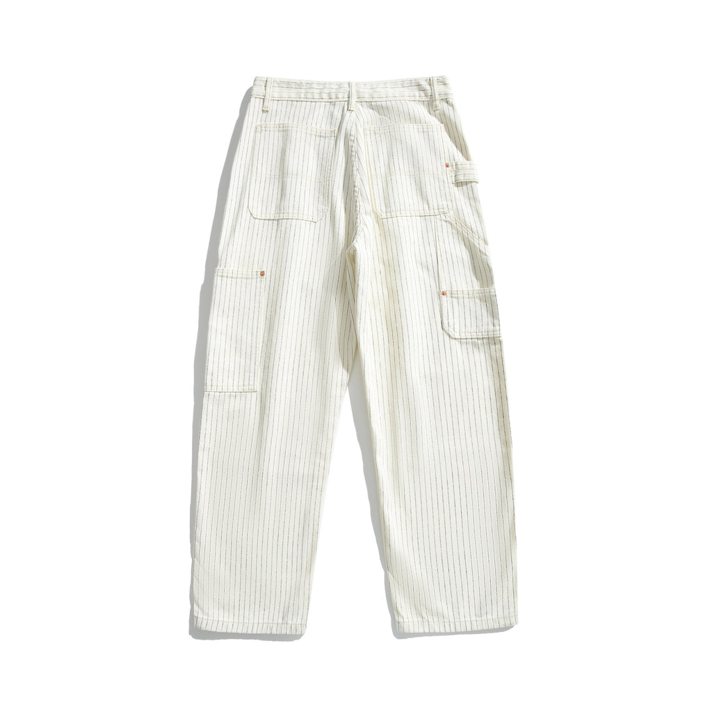 Striped Denim Pants Men Relaxed Fit