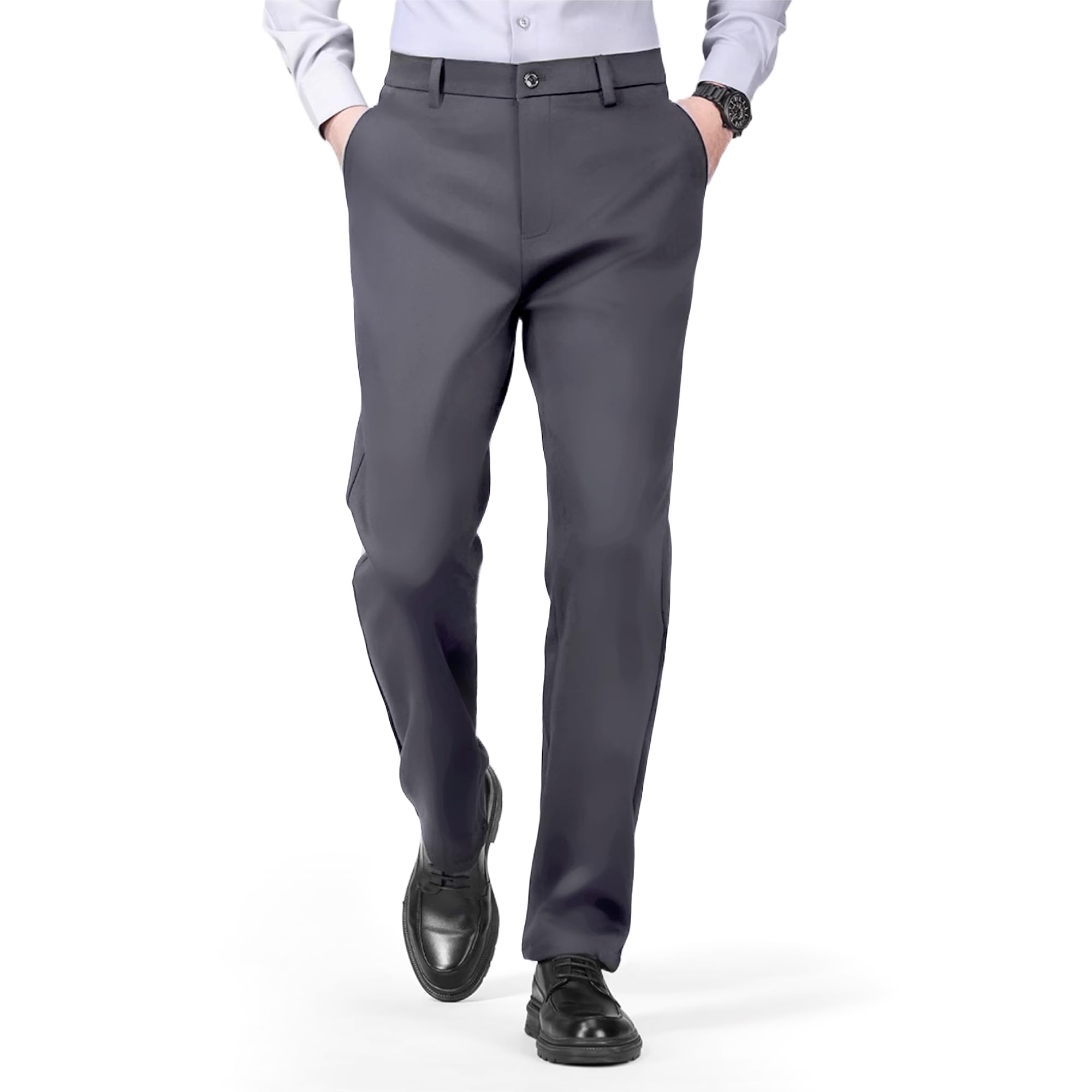 Mens Stretch Dress Pants Casual Classic Fit Work Suit Pants Lightweight Flat Front Pants