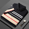 Men's Cotton Stripe Polo Shirt - Short Sleeve Golf Tee