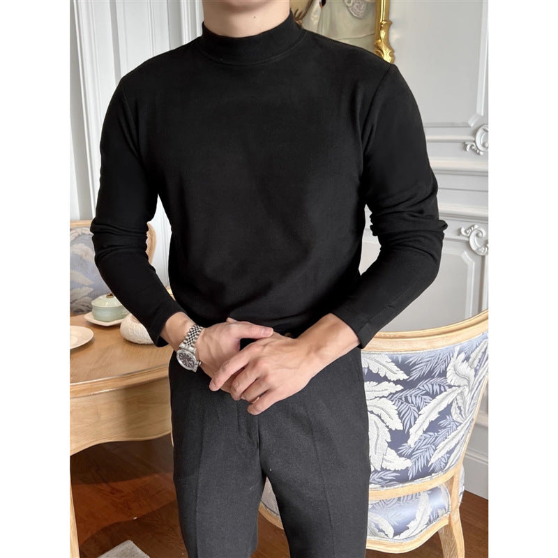 Men's Slim Fit Turtleneck Fleece T-Shirt for Fall/Winter